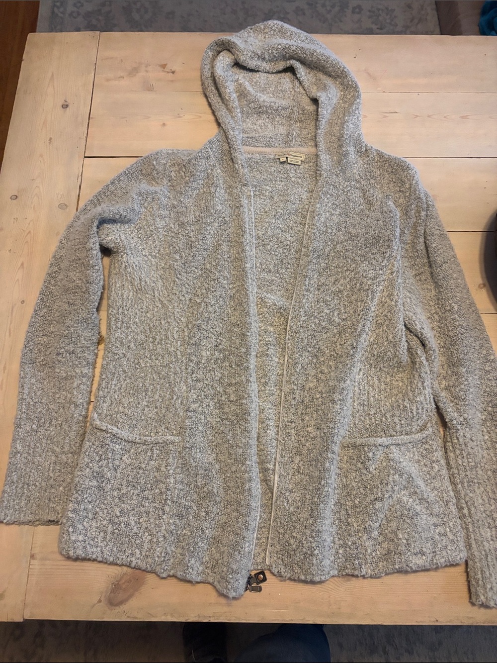 Royal Robbins Heathered Light Gray Hooded Open-Front Cardigan zip front size L
